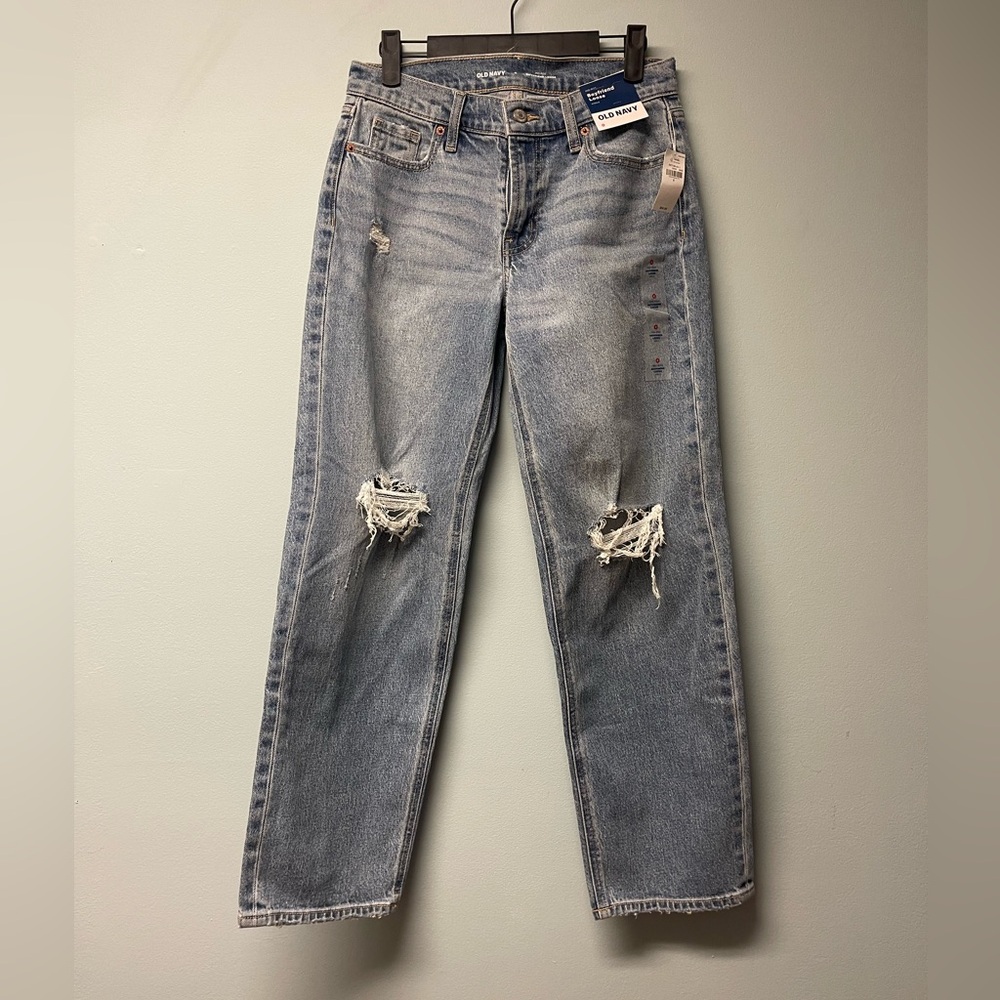 Old Navy Women's Boyfriend Distressed Blue Jeans